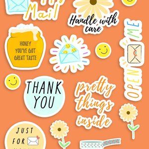 150 Happy Mailer Stickers GLOSSY